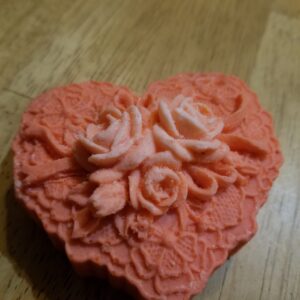Heart-shaped Soap with Intricate Rose Design