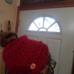 Red Messy Bun Beanie