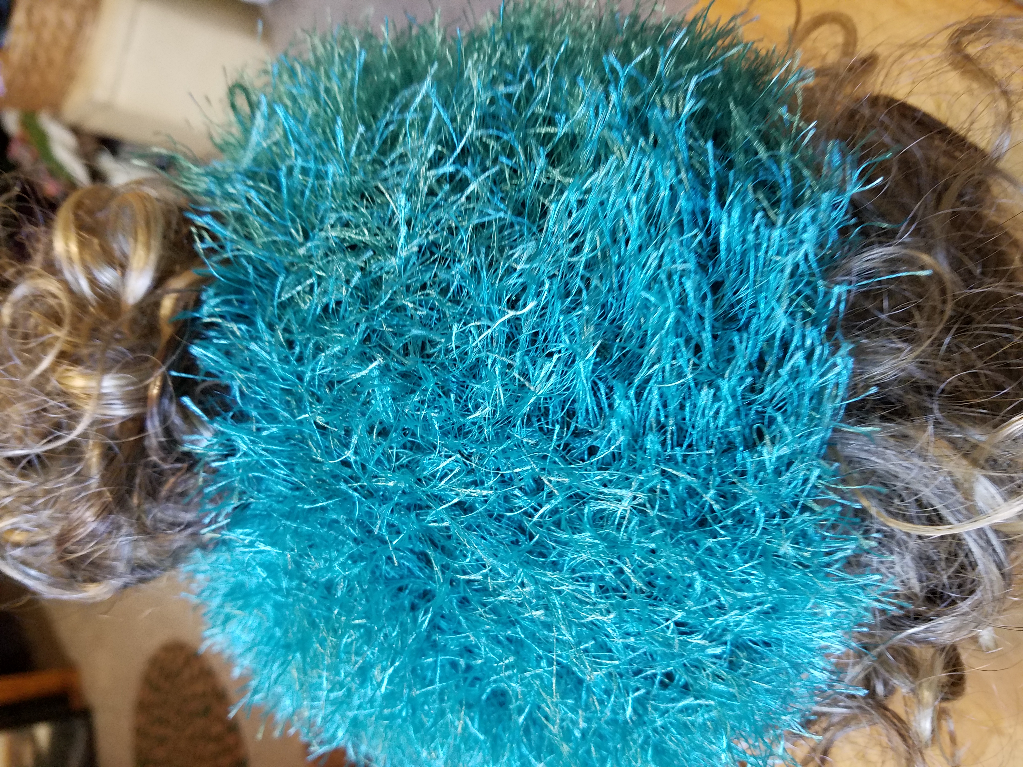 Adult Turquoise Messy Bun Beanie