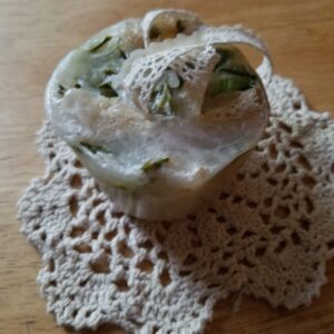 Hanging soap with aloe vera and loofah bits