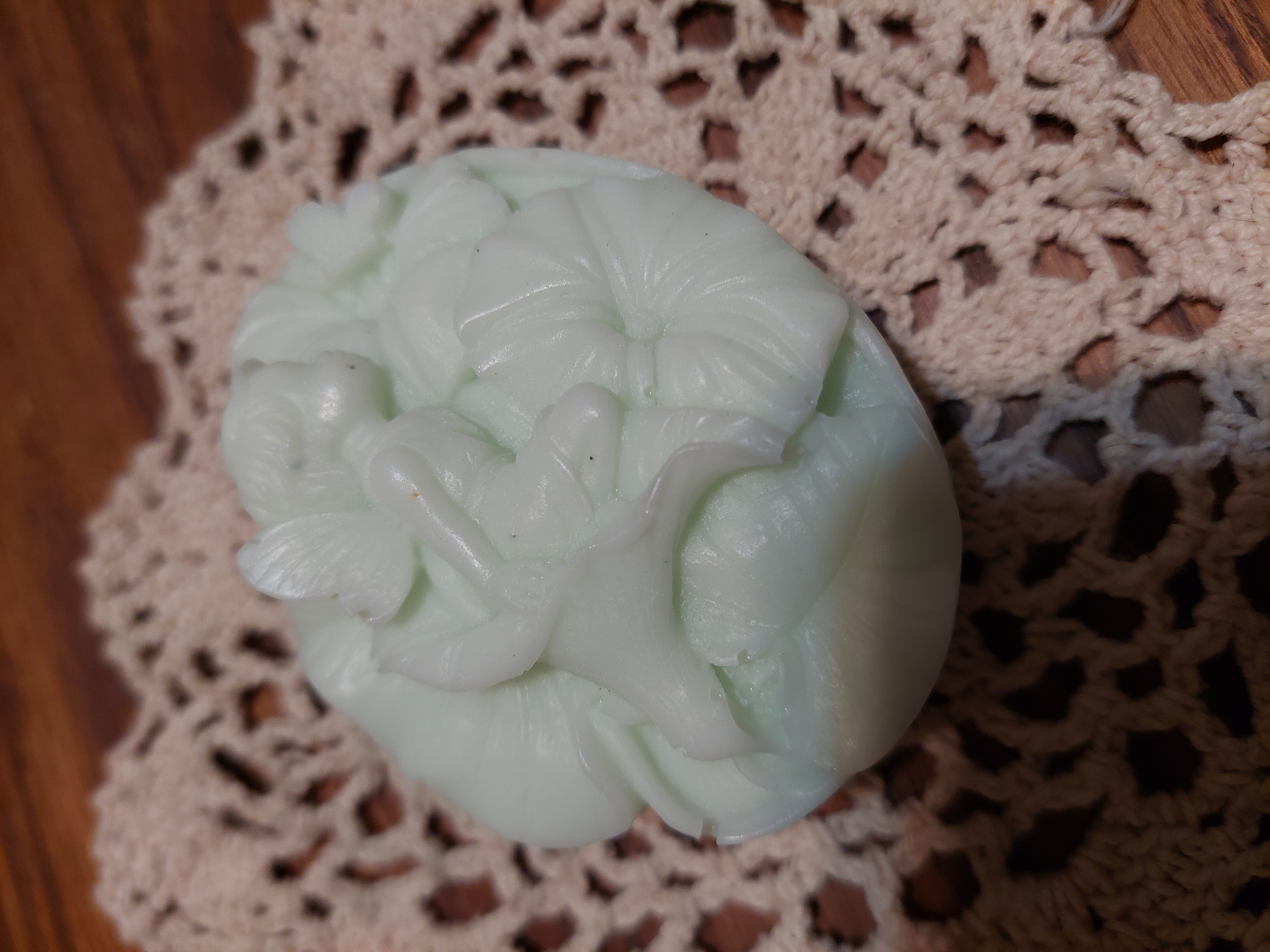 Little girl in lotus in soap form