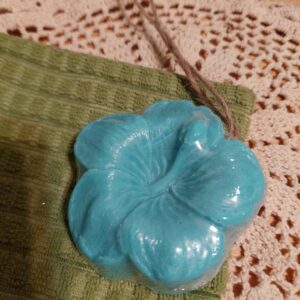 Traditional Hawaiian hibiscus flower in the mosquito repellent soap series (with hanger, if desired)